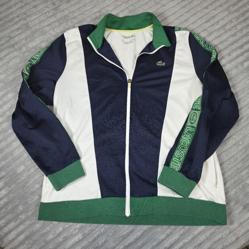Lacoste Sport Men's  Full Zip Track Jacket Stand-Up Collar Colorblock 2xL